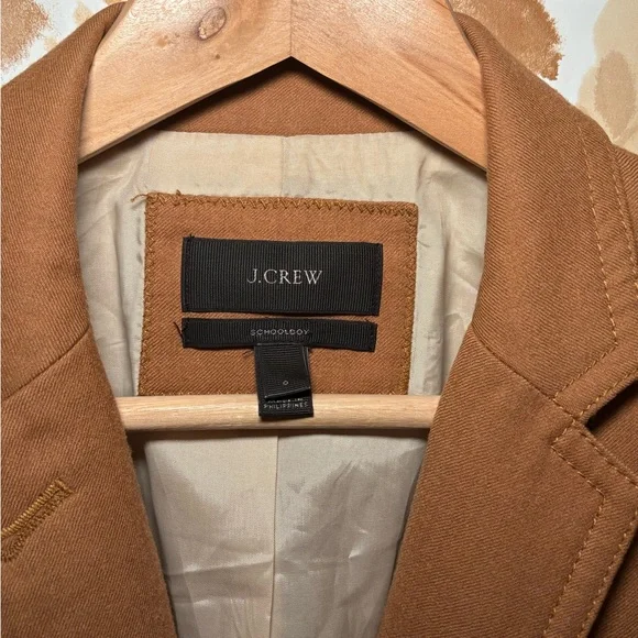 J. Crew Schoolboy 100% Wool Women’s Blazer Size 0 Tan Camel Academia Neutral - Picture 3 of 7